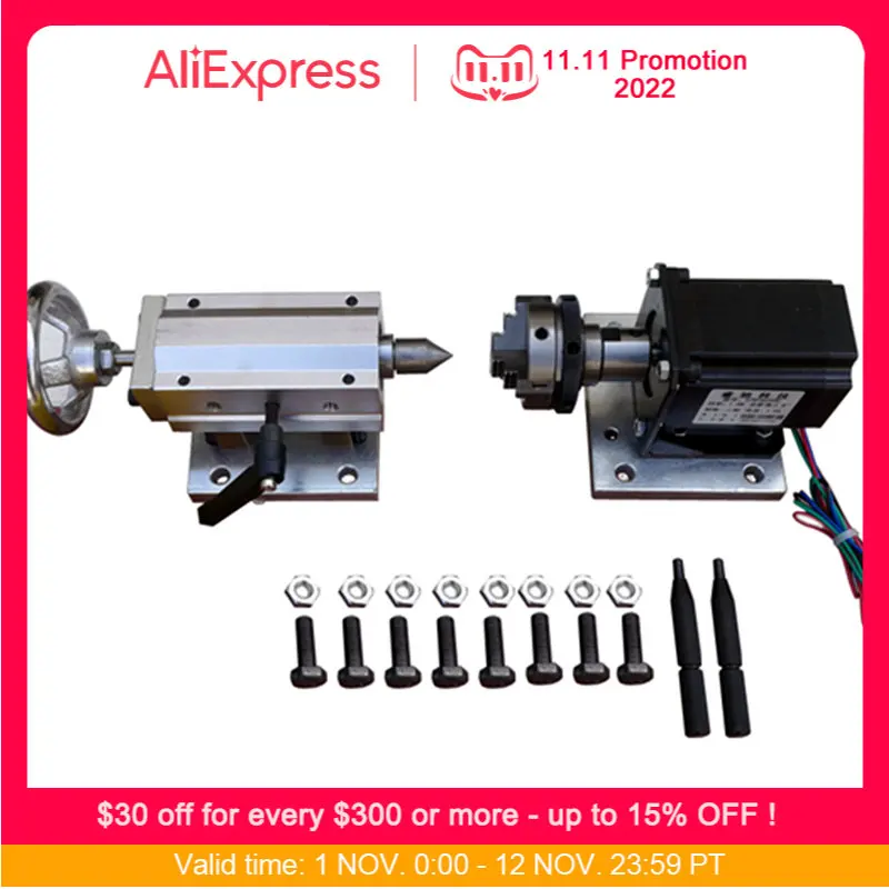 

A Axis Rotary Axis Tailstock with 50mm 3-Jaw Chuck for Wood/metal CNC Router Milling Machine CNC3040 6040