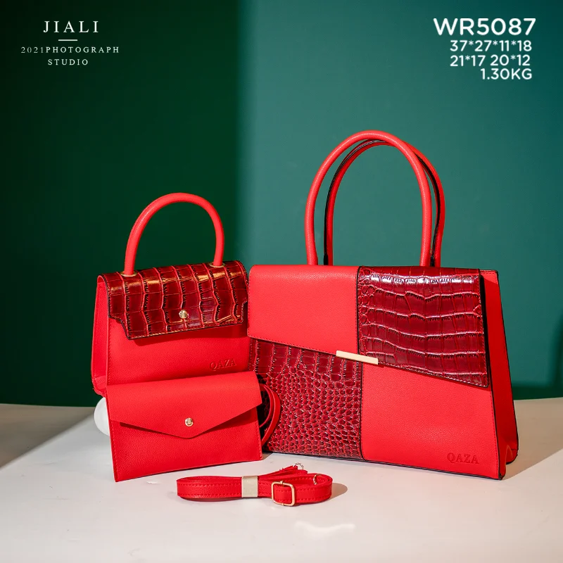 

WR5087Hot-Selling High Quality Luxury Trends 3 Set PU Leather Custom Logo Crocodile Classic Women Purses and Handbags ladies