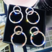lats large and small circle long dangle earrings korean zircon flash earrings for women 2020 female fashion jewelry drop earings