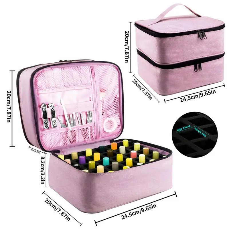 Nail Polish Carrying Bag Holds 30 Bottles Nail Organizer For Nail Polish Gel Nail Polish Bag Essential Oil Storage Cosmetic Bag images - 6