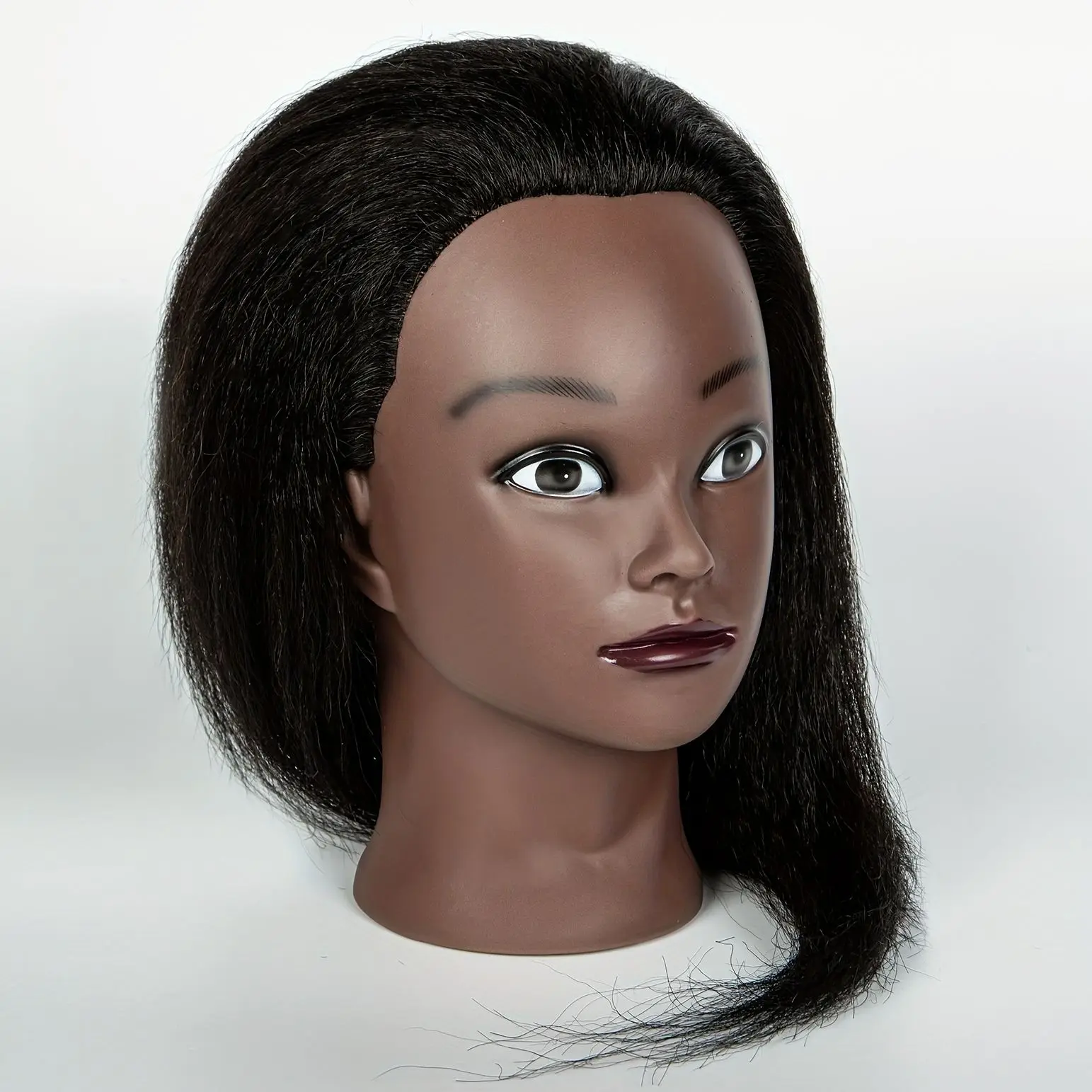 

Corn Curly Real Hair Mannequin Head Hairdressing Practice Head Hair Styling Cutting Training Model Wig Making Head