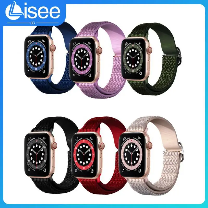 

Thickened Watch Strap Nylon Replacement Wrist Strap Diamond Pattern Waterproof Elastic Strap For Apple Watch7 Sweatproof