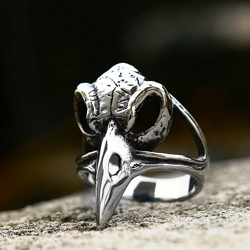 

Gothic Raven Skull Ring for Men Vintage Nordic Odin Viking Crow Ring Stainless Steel Biker Amulet Viking Accessories Wholesale