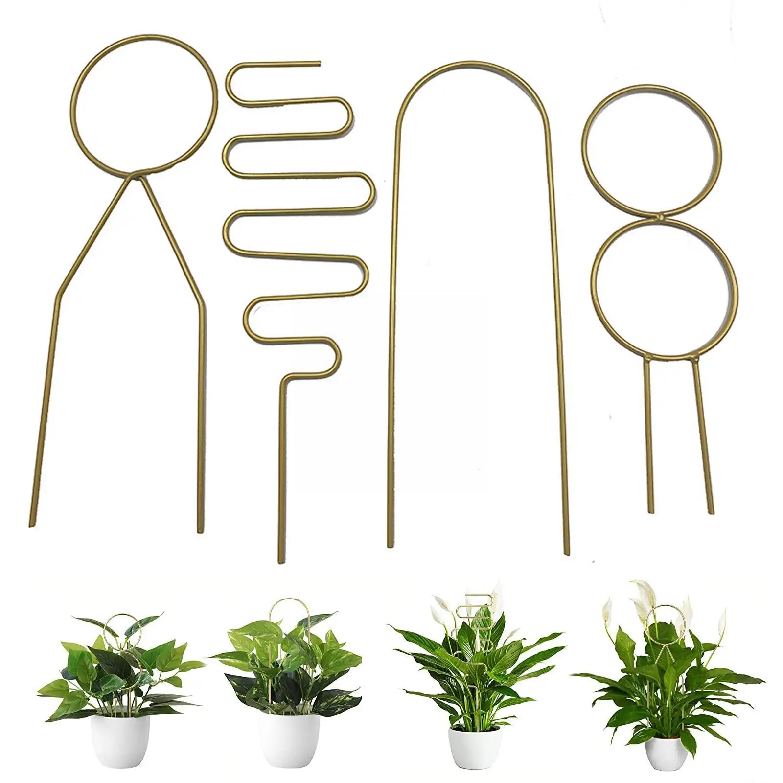 

4Pcs Small Metal Trellis For Potted Plants Plant Trellis For Climbing Plants Indoor. Plant Support Stakes For Small Flowerp U1K2