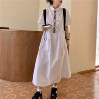 dresses women preppy style bow trendy casual turn down collar students harajuku leisure retro ulzzang bf clothing female cozy
