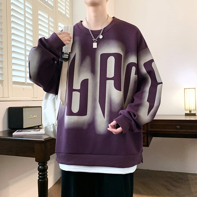 Модные мужские повседневные толстовки весна-осень 2024 для молодежи свободные
