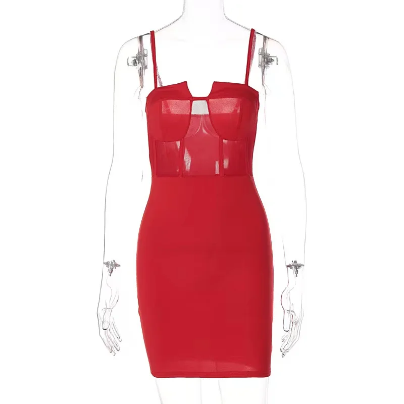 European and American style women's dresses 2022 spring new fashion stitching slim slimming suspenders backless party dance dres |