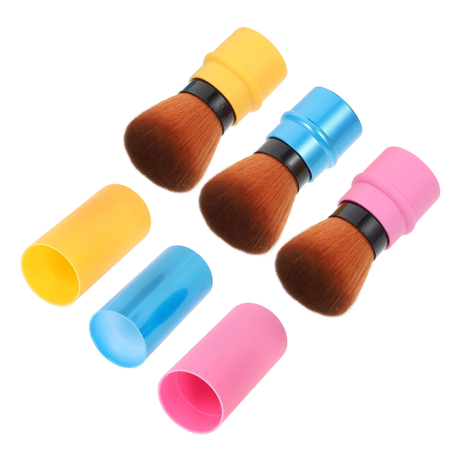 

3 Pcs Makeup Highlighter Retractable Blush Brush Women Major Telescopic Practical Loose Powder Tool Accessory Miss