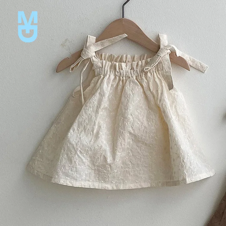 

New Kids Dress 2022 Summer Dress Girl Retro Forest Department Sweet Suspenders Bowknot Korean Dress