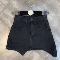 irregular hem lined with fashionable and slim jeans overskirt female mini skirt sexy skirt in summer of 2022