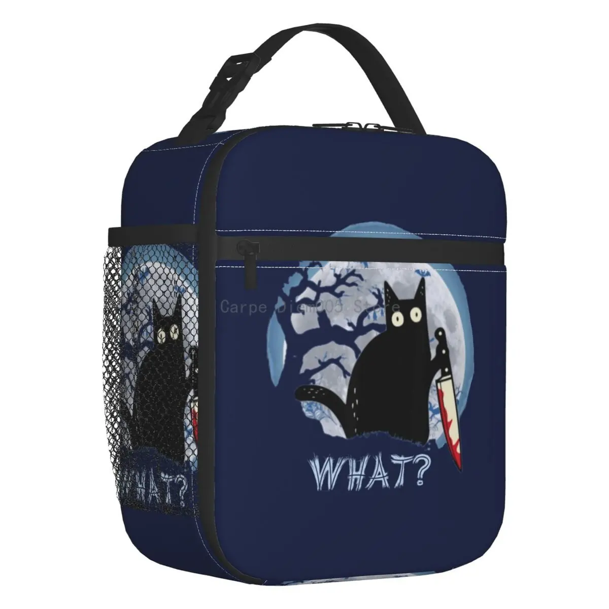 

Сумка для ланча на Хэллоуин для мужчин и женщин, теплое изолированное устройство для охлаждения, с мультяшным рисунком черного кота, для взр...