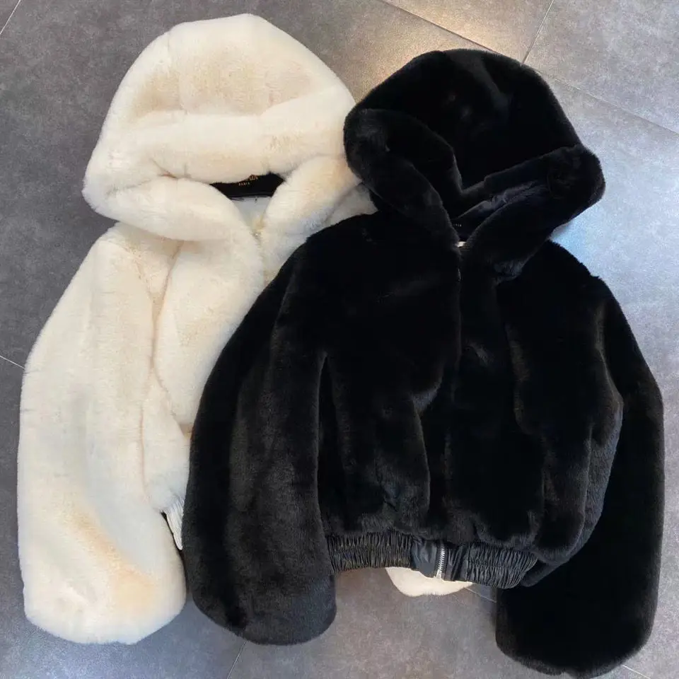

Girls Hooded Fur Jacket 2022 Winter New Boys Simulation Mink Jacket for Children Loose Zipper Quilted Fur Coat