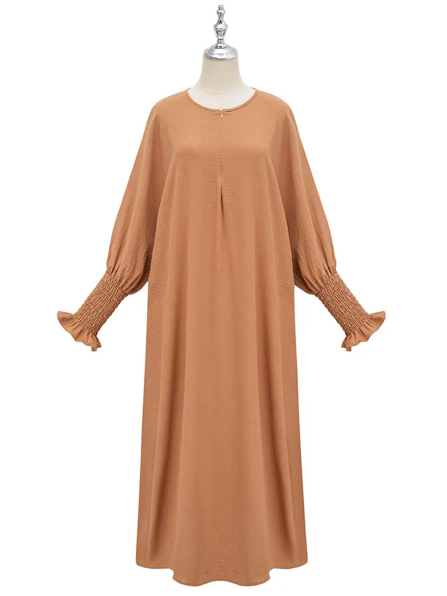 Однотонная мусульманская стильная Элегантная блузка платья Повседневная