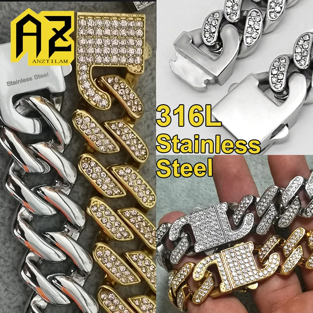 Ожерелье из нержавеющей стали 316L для мужчин, украшение из кубинской цепи, не выцветает, в стиле хип-хоп