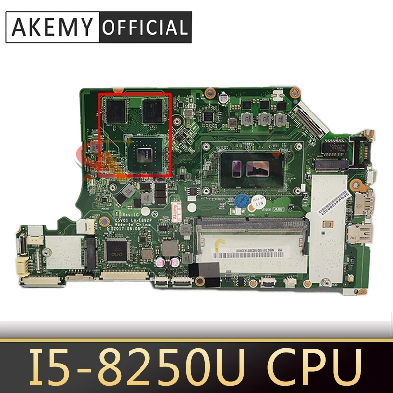 

NBGT011001 NB.GT011.001 C5V01 A615 A615-51G LA-E892P For ACER aspire laptop Motherboard MX150 SR3LA I5-8250U CPU DDR4 Mainboard