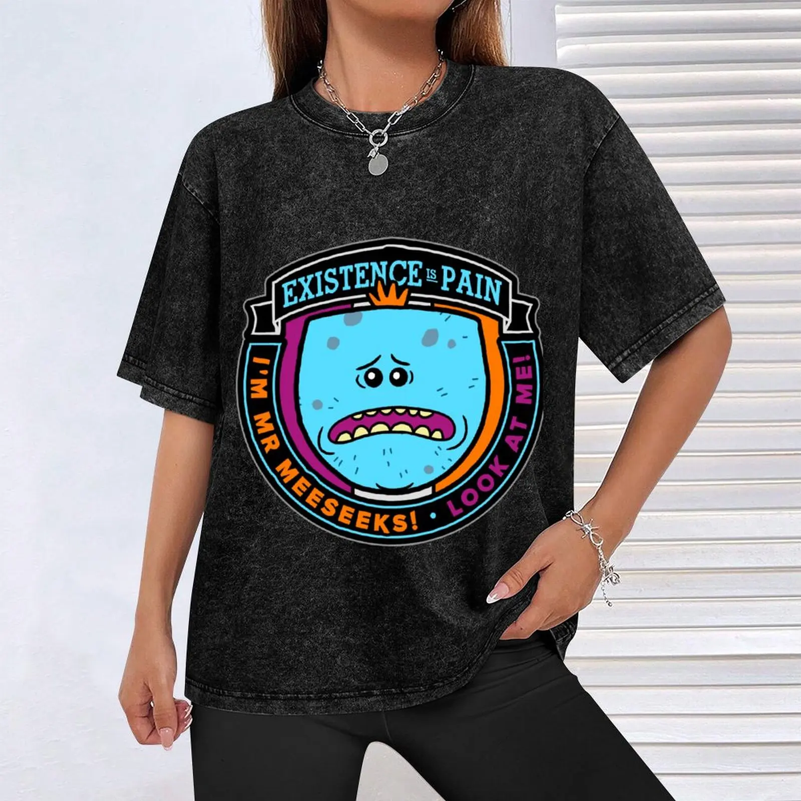 Фото Футболка с логотипом Existence Is Pain Mr. Meeseeks, спортивная базовая футболка с короткими рукавами №4