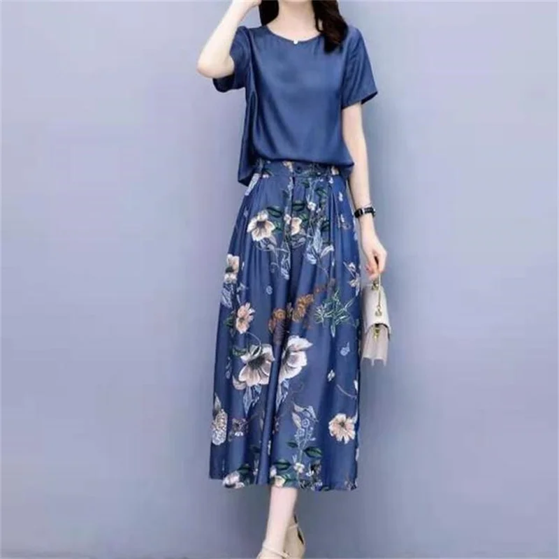 

Temperament Denim Suit Women's Summer 2023 New Online Celebrity Western Style Tide Print Skirt Casual Fashion Two-piece Sets