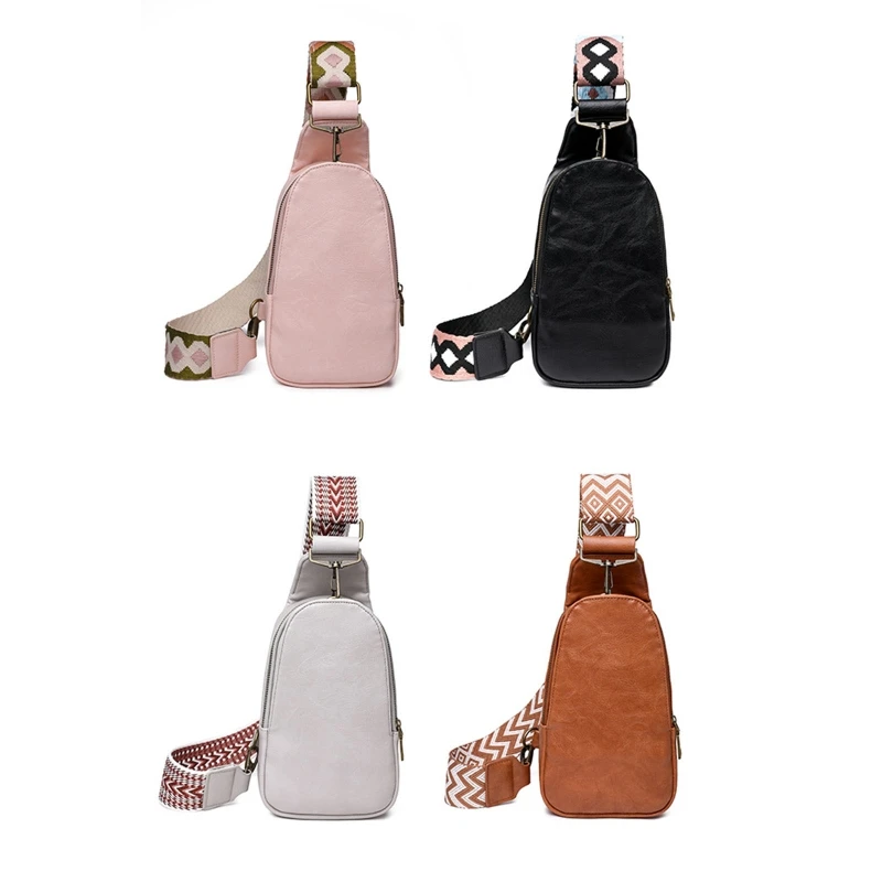 

Vintage PU Leather Chest Bag Adjustable Messenger Bag Shoulder Bag All-match Fanny Pack for Cycling Climbing Hiking