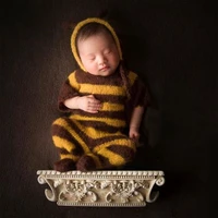 2pcs baby bee romper hat set newborn photography props knitted wool bodysuit kit infants photo shooting clothes