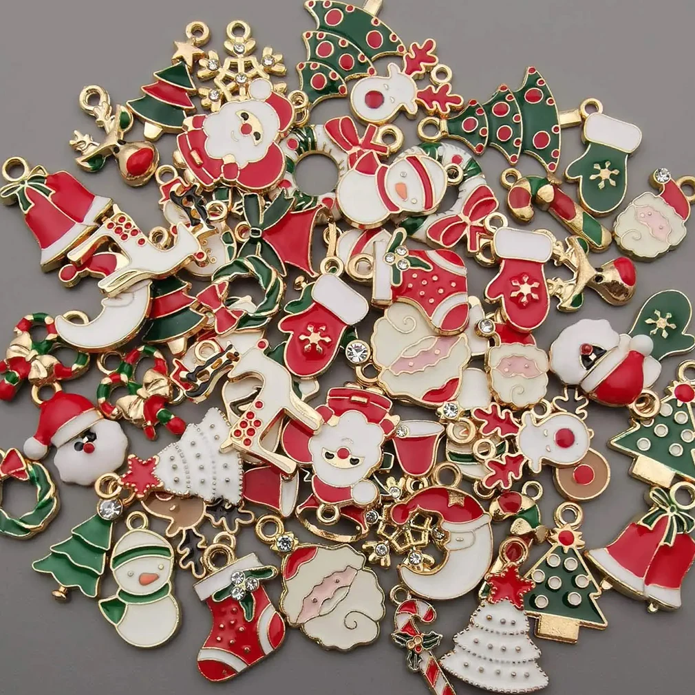 

38 шт. эмалированные Подвески в виде рождественской елки с Санта-Клаусом для изготовления своими руками подвесок ожерелий серег браслетов ювелирных изделий ручной работы