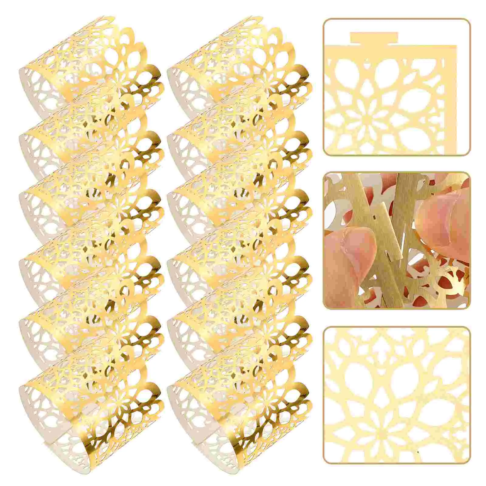 

Napkin Ring Rings Buckle Serviette Holder Table Numbers 30 Christmas Party Gold Paper Wedding Decorative Hollowed Band Holiday