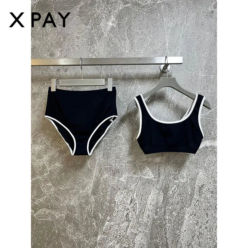 

Euramerican Spice Girl Sports Wind Bikini Swimsuit Small Vest High Waist Panties Women Underwear Seaside Two-Piece Suit