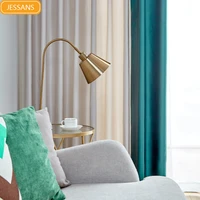 2021 light luxury style imitation silk stitching dark green curtains modern style curtains for living room and bedroom finished
