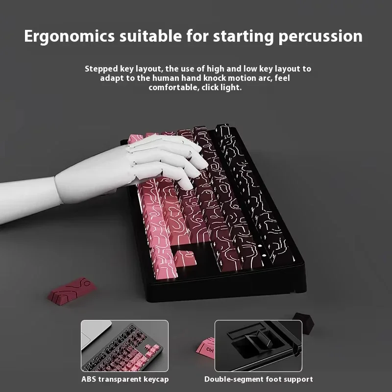 EWEADN MT87 Механическая клавиатура трехрежимная Bluetooth беспроводная проводная белая