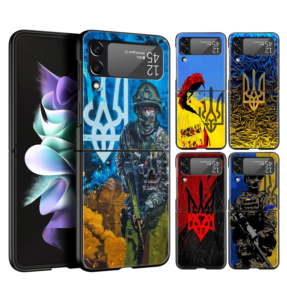 

Ukraine Flag Map Pattern Clear For Samsung Galaxy Z Flip 4 Black Phone Cover For Galaxy Z Flip 3 Case Shockproof Hard PC Shell