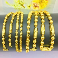 hoyon 14 k gold color mens jewelry hexagonal necklaces for women 2022 6 8mm bead necklace 50cm 60cm long chain for wedding