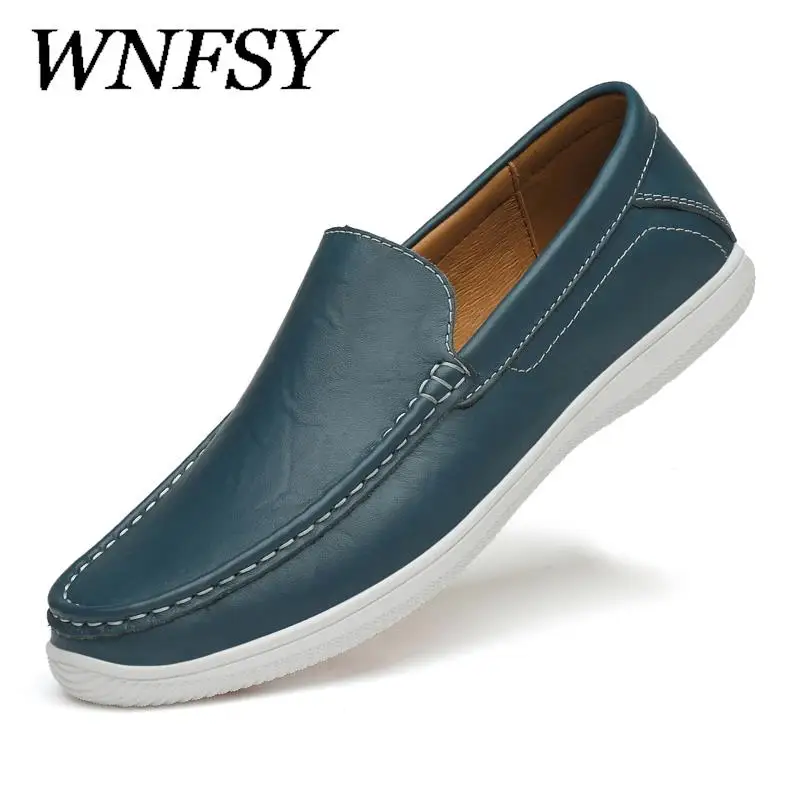 

Fashion Casual Mens Shoes Genuine Leather Free Shipping Italian Luxury Designer Summer Slip On Shoes Men Loafers Driving