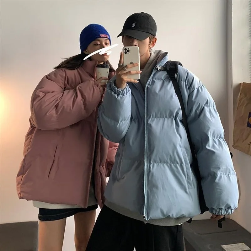 Autumn and Winter New Style Plus Velvet Thick Warm Down Jacket Loose Trendy Fashion Stand Collar Casual All-match Top