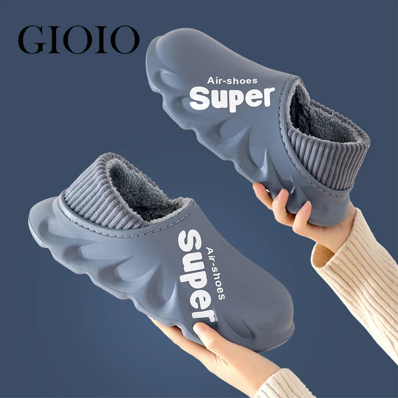 2023 New Winter Slippers Warm Men Shoes Waterproof Women Couples Non-Slip Plush Cotton Indoor Outdoor Kids Home Autumn Children