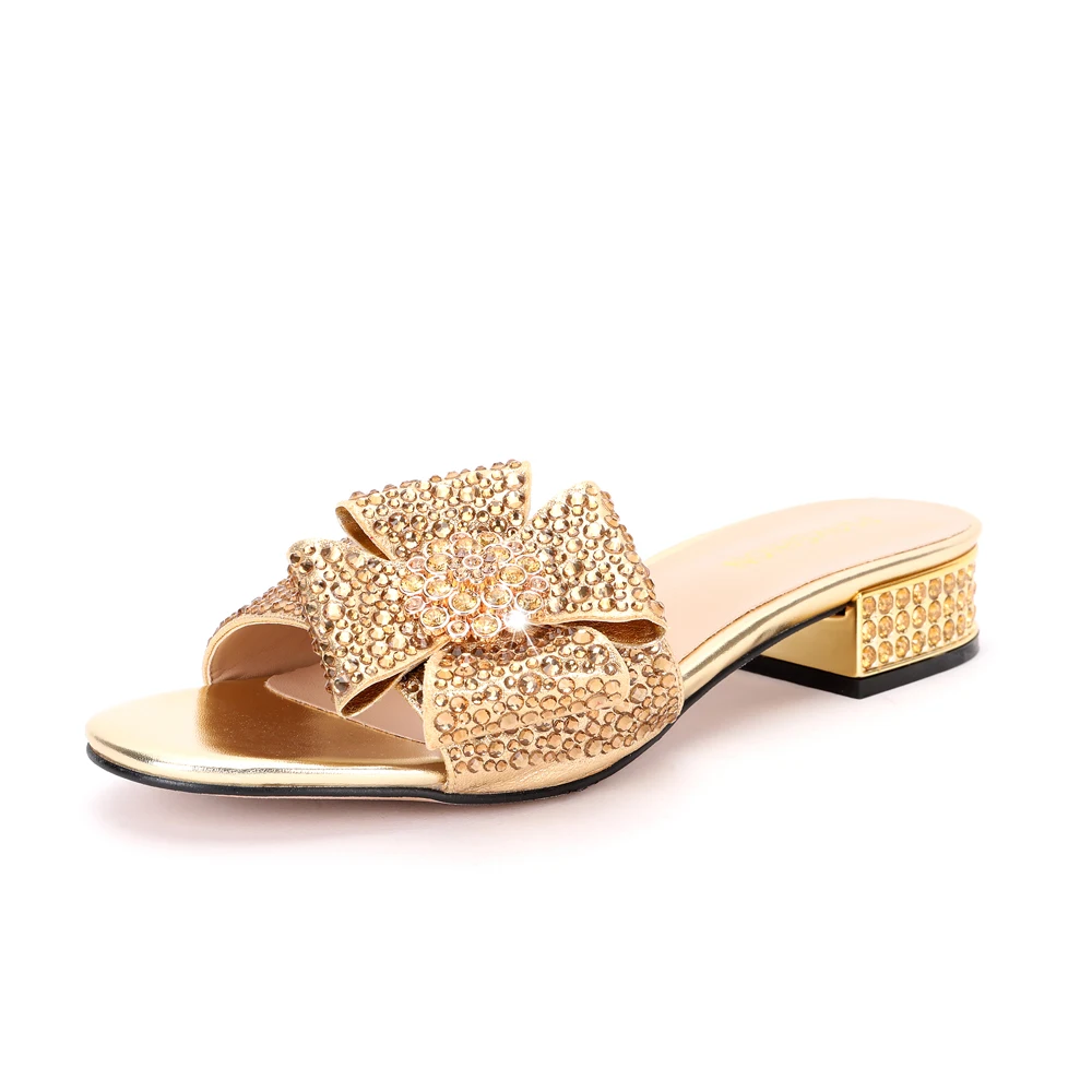 Летние африканские новые женские модные тапочки Стразы и сумка в комплекте