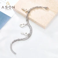asonsteel silver color stainless steel lock and keys accessories classic link chain bracelets for women trendy daily jewelry