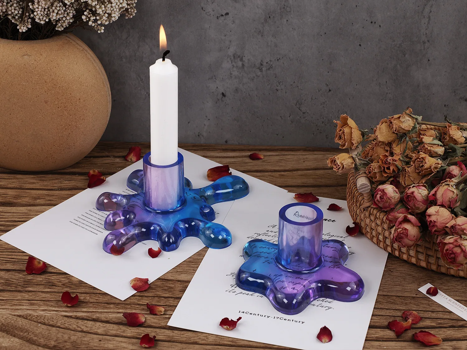 Держатель для свечи в стиле Водные капли