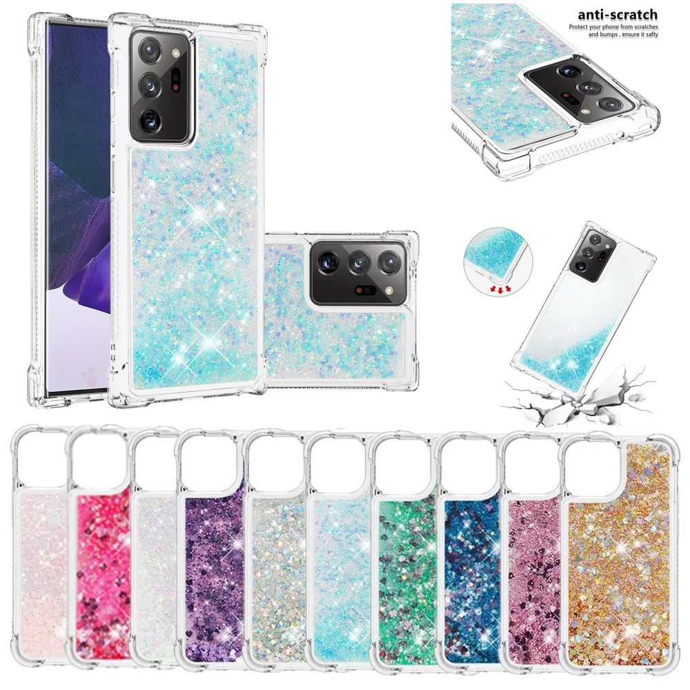 

Luxury Quicksand Glitter Case for Galaxy Note 20 10 Plus M51 M31 A01 A81 A91 A20S A10S A20 A20E A8 Four Corners Anti-Drop Cover
