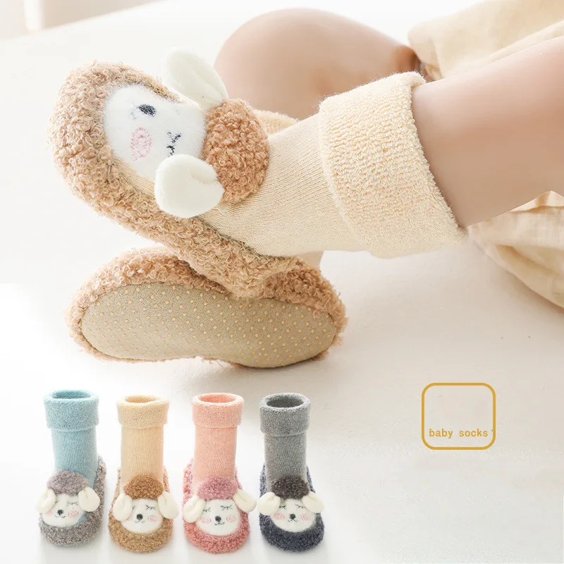 

New Cute Lamb Baby Toddler Shoes Socks Winter Thick Warm Floor Socks Newborn Boys Girls Cartoon Animal Non-slip Socks Stuff