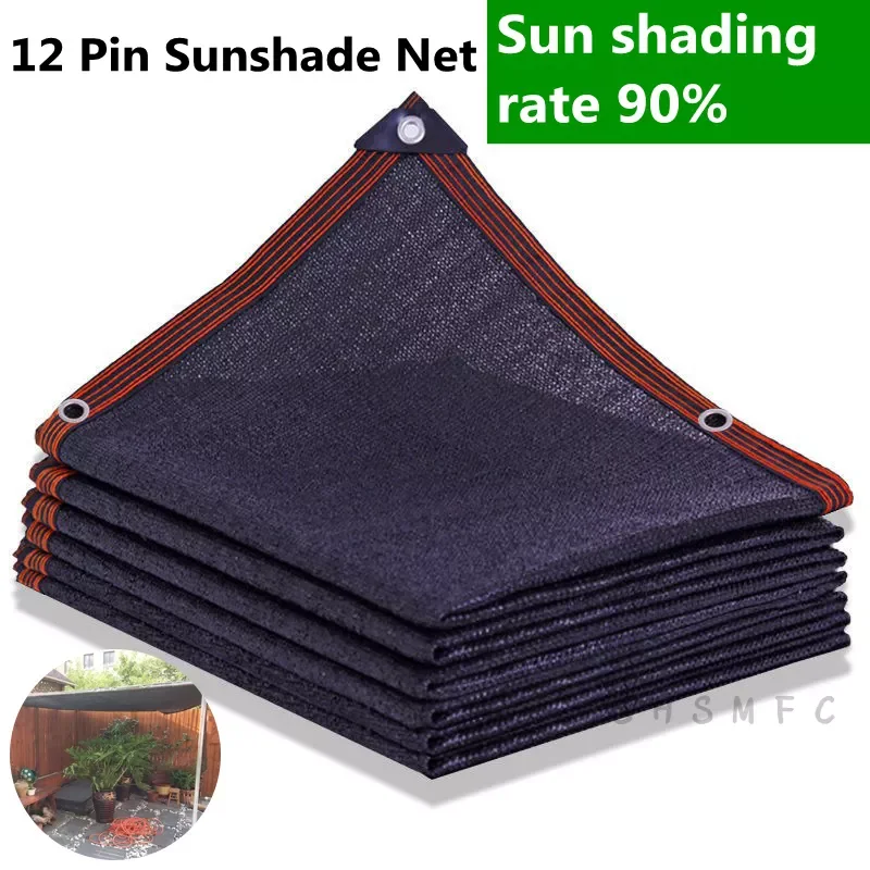 

NEW2023 12 Pin Sun Shading Rate 90% Anti-UV HDPE Black Sun Shading Net Balcony Garden Greenhouse Succulent Plant Swimming Pool S