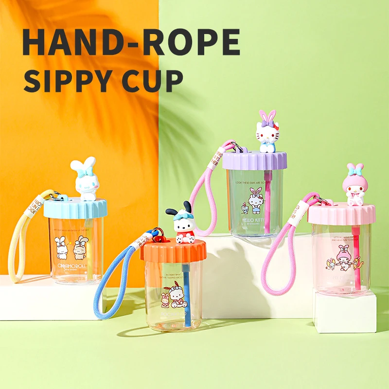 

Cute Hellokittyed 520Ml Plastic Cup Kawaii Sanrio Cinnamoroll My Melody Pachacco Anime Cartoon Portable Straw Cup Gift for Kids