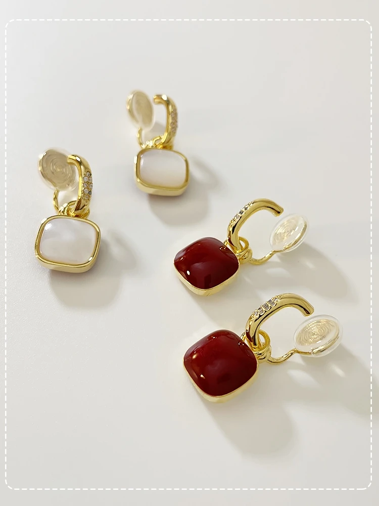 Xi Qi Высококачественные красные толстые квадратные серьги-капли катушка от