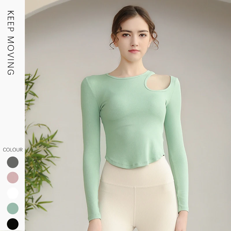

Yoga Clothes Top Running Sports Fitness Clothes Long Sleeve Tight Off Shoulder