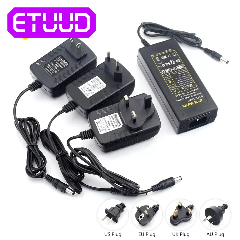 

NEW Adapter AC 110-240V DC 12V 5A Universal Supply Charger adapter Eu Us UK AU Plug for LED Strip Lights Surveillance Camera