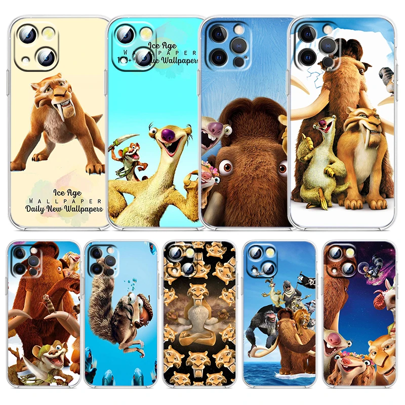

Cute Cartoon Ice Age For Apple iPhone 13 12 Mini 11 XS Pro Max X XR SE 2020 8 7 6 Plus 5 Transparent Soft TPU Phone Case