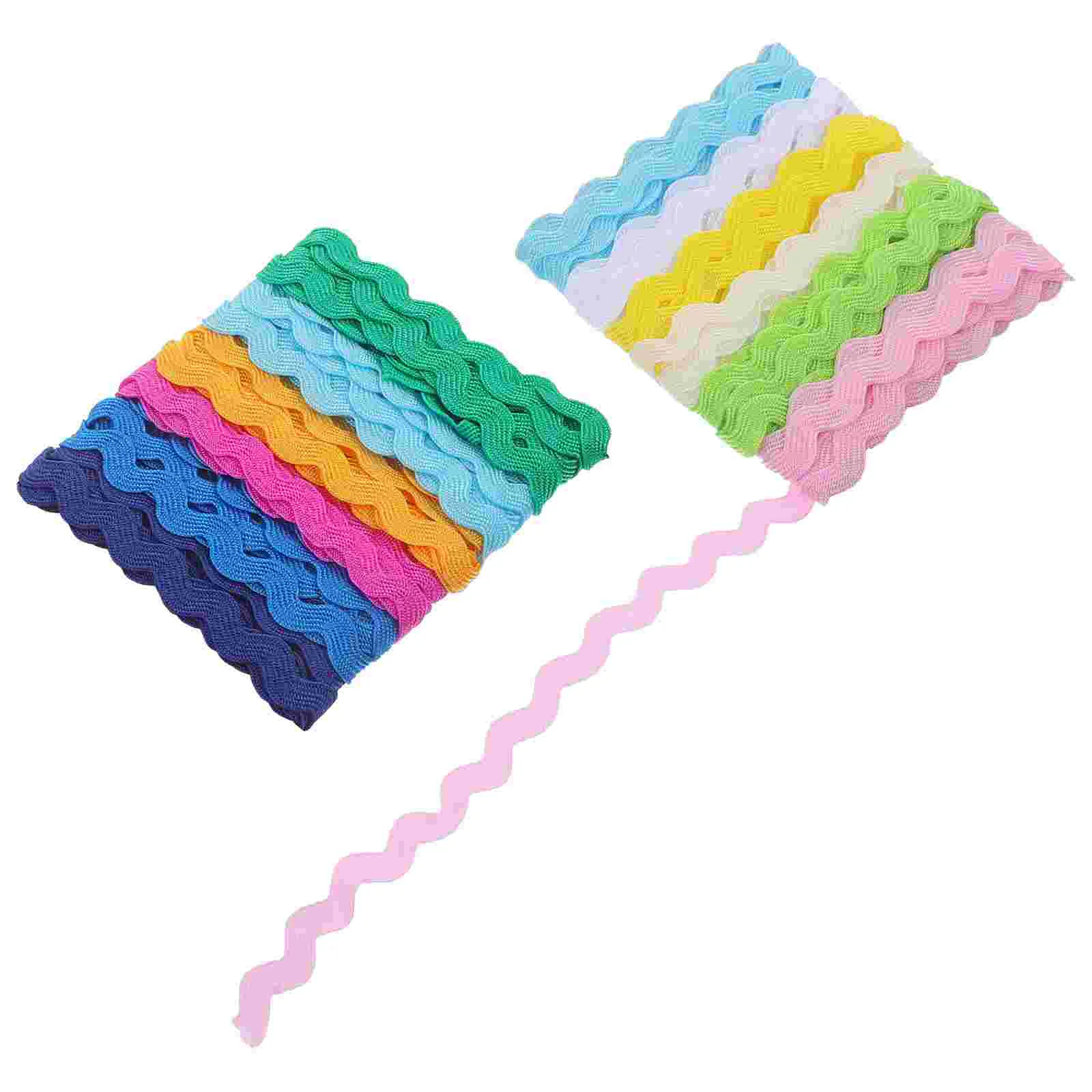 

2 Roll 8mm DIY Clothing Accessories Six Colors Row Wavy Ribbon S Shape Fabric Lace for Dress Sarees Blouses Caps Bags Sewing