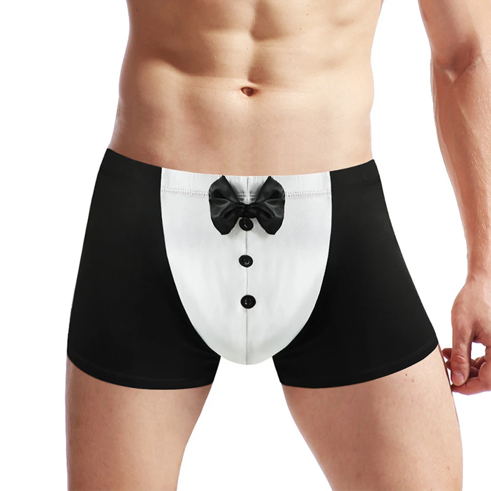 

Men Sexy Underwear Big Pouch U Convex Boxers Cotton Soft Bow Shorts Trunks Solid Patchwork Lingerie Breathable Underpants