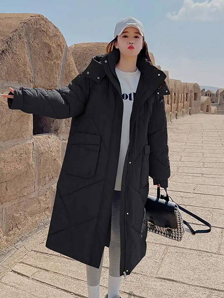 MEILLY DOLPHIN New Students Snow Wear Winter Puffer Jacket Women Warm Long Loose Down Jacket Parkas Hooded Cotton Coat Outwear