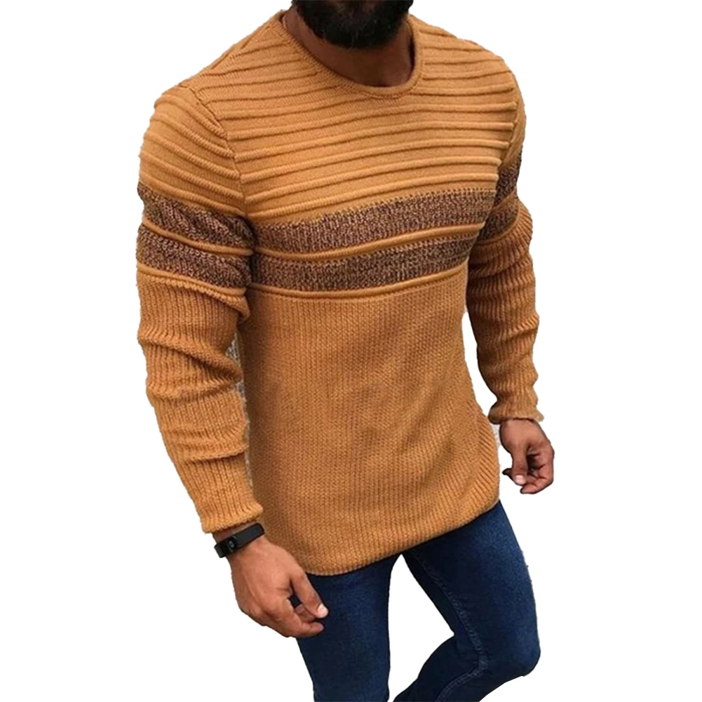 

Mens Warm Long Sleeve Sweatshirt Knitted Sweater Pullover Crew Neck Tops Blouse Autumn Winter Men's Slim Fit Male Sweaters