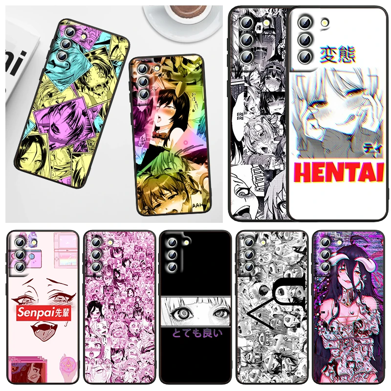 

Ahegao Manga Girl Art Phone Case For Samsung Galaxy S23 S22 S21 S20 FE S10 S10E S9 Plus Ultra Pro Lite 5G Black TPU FUnda