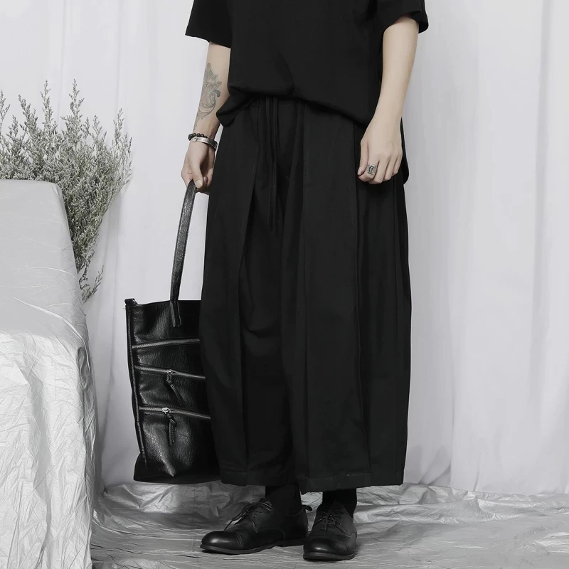 

Men's Wide Leg Casual Capris 2021 Large Spring And Autumn New Japanese Fashion Style Dark Trend Loose Straight Pants